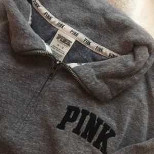 PINK gray quarter zip